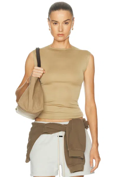 Essentials Soft Rib Fitted Tank Top In Sand