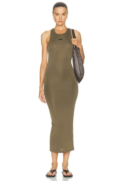 Essentials Soft Rib Racerback Dress In Green