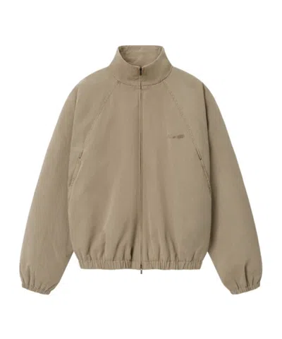 Essentials Stand-collar Long-sleeve Jacket In Water-washed Clay