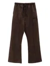 Essentials Suede-effect Flared Track Pants In Brown