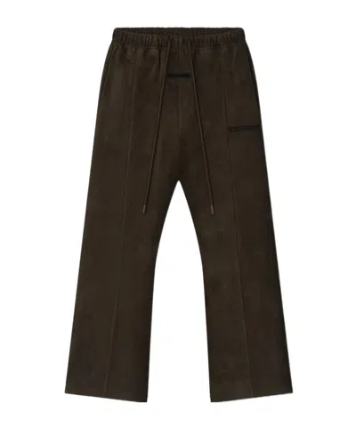 Essentials Suede-effect Flared Track Pants In Brown