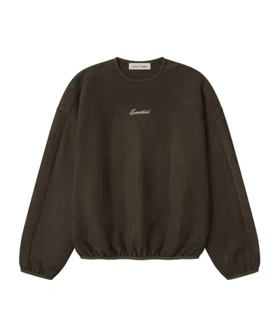 Essentials Suede Fleece Signature Modern Crewneck Sweatshirt In Brown