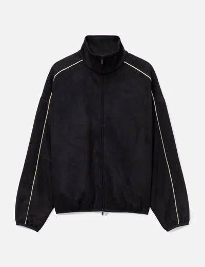 Essentials Suede Fleece Signature Modern Track Jacket In Black