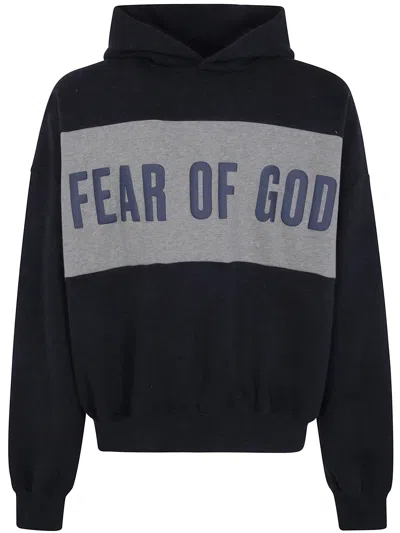 Essentials Sweater Cropped Relaxed "panelled Hoodie" In Black