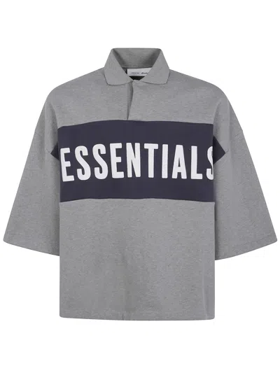 Essentials Panelled Cropped Polo Shirt In Gold