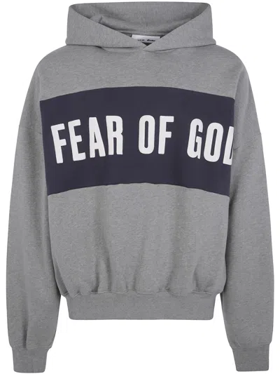 Essentials Fear Of God Cropped Fleece Hoodie With Puff-printed Logo Branding In Gray