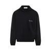 Essentials Logo Embroidered Half-zip Sweatshirt In Blue