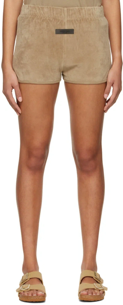 Essentials Tan Cotton Shorts In Oak