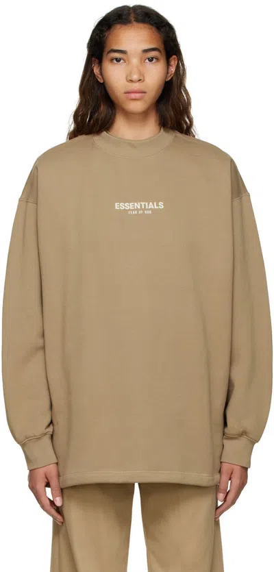 Essentials Tan Cotton Sweatshirt In Oak