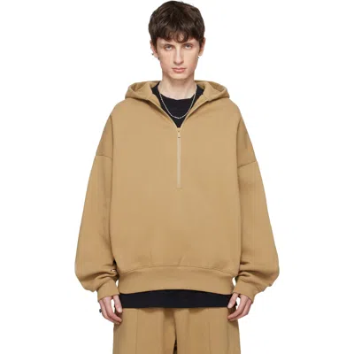 Essentials Cropped Half Zip Hoodie In Brown