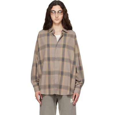 Essentials Taupe Button Up Shirt In Brown