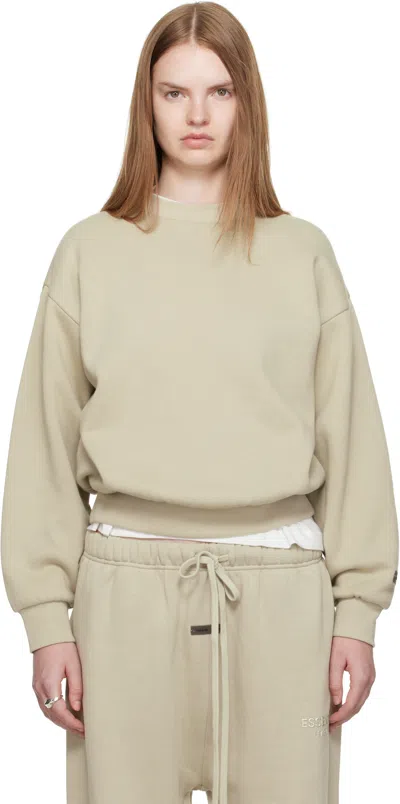 Essentials Taupe Classic Fit Crewneck Sweatshirt In Gold