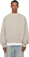 Essentials Taupe Classic Fit Fleece Crewneck Sweatshirt In Neutral