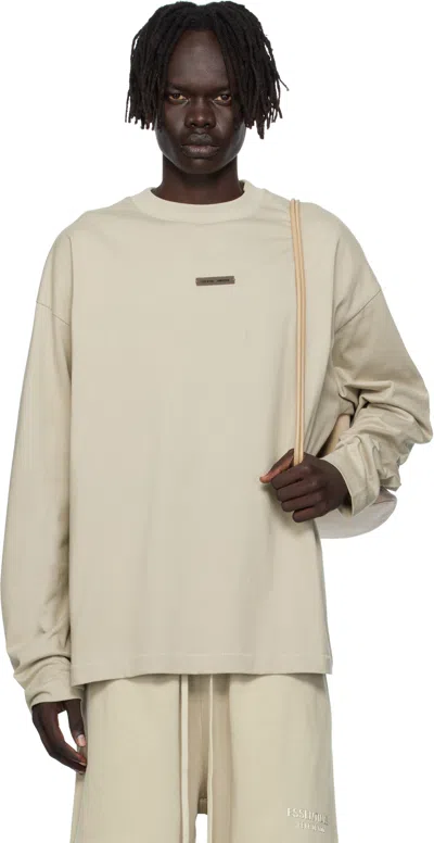 Essentials Taupe Classic Fit Long Sleeve T-shirt In Gray