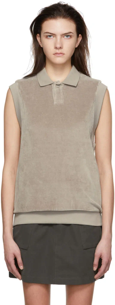 Essentials Taupe Cotton Polo In Desert Taupe