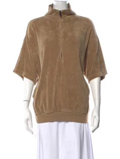 Pre-owned Essentials Terry Cloth Mock Neck Sweatshirt In Neutrals