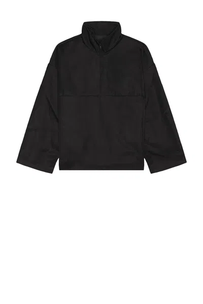 Essentials Textured Nylon Halfzip Pullover In Black