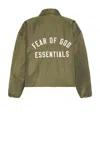 Essentials Textured Nylon Trucker Jacket In Military