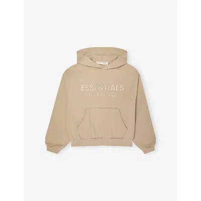 Essentials Kids' Logo-print Fleece-lined Cotton-jersey Hoody 2-12 Years Timber In Brown