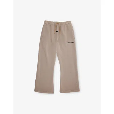 Essentials Kids' Training Flare-leg Cotton-jersey Jogging Bottoms 2 In Brown