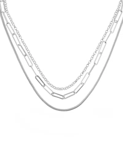 Essentials Triple Row 16" Chain Necklace In Silver Plate Or Gold Plate