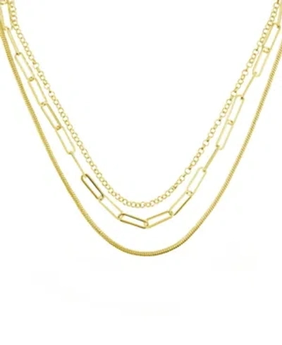 Essentials Triple Row 16" Chain Necklace In Silver Plate Or Gold Plate