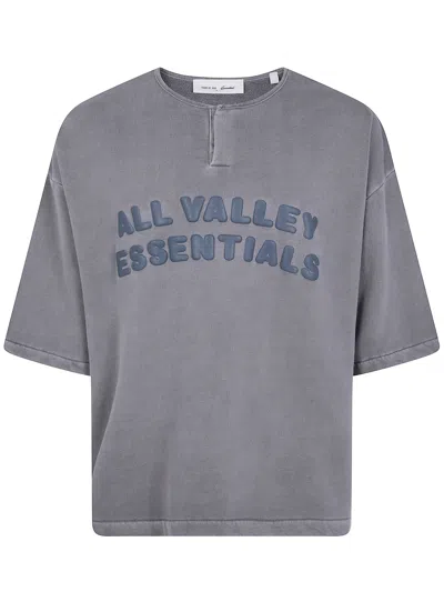Essentials T-shirt Short Sleeve "3/4" Henley Sweatshirt" In Gray