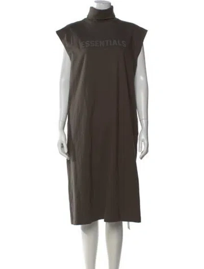 Pre-owned Essentials Turtleneck Long Dress In Brown