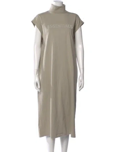 Pre-owned Essentials Turtleneck Midi Length Dress In Neutral