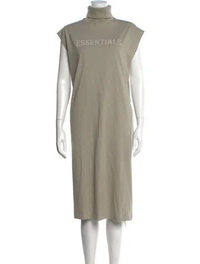 Pre-owned Essentials Turtleneck Midi Length Dress In Neutrals