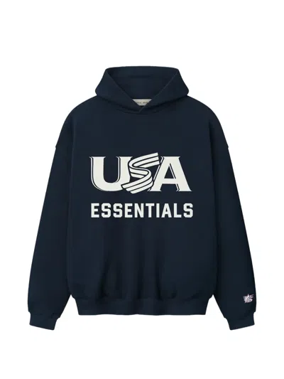 Essentials Usa Logo-print Hoodie In Black