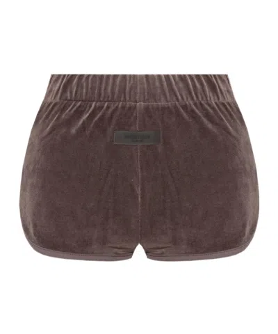 Essentials Velour Elasticated Shorts In Brown