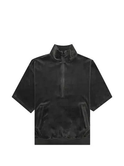 Essentials Velour Mock-neck Sweatshirt In Black