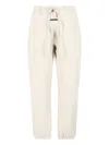 Essentials Mens Heather Stone Logo-embroidered Cotton-blend Jogging Bottoms In White