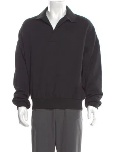 Pre-owned Essentials V-neck Long Sleeve Polo Sweater In Gray