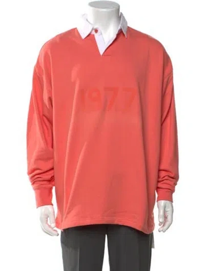 Pre-owned Essentials V-neck Long Sleeve Polo Sweater W/ Tags In Orange