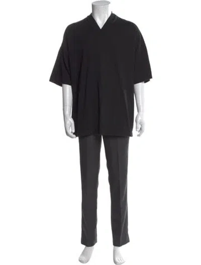 Pre-owned Essentials V-neck Short Sleeve Polo Shirt In Black