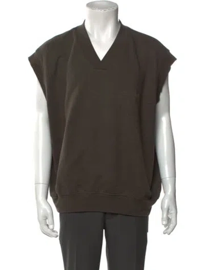 Pre-owned Essentials V-neck Short Sleeve Sweatshirt In Gray