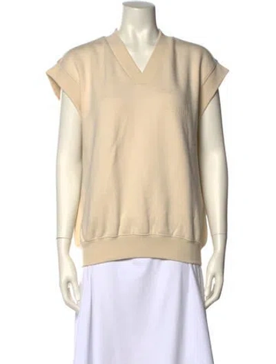 Pre-owned Essentials V-neck Short Sleeve Sweatshirt In Neutral