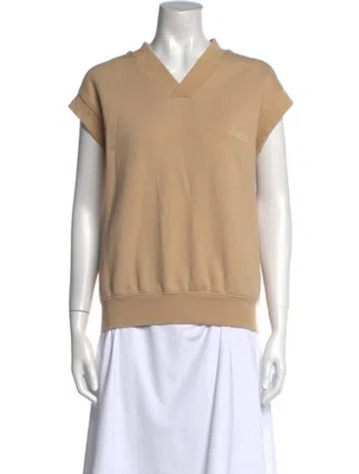 Pre-owned Essentials V-neck Short Sleeve Sweatshirt In Neutral