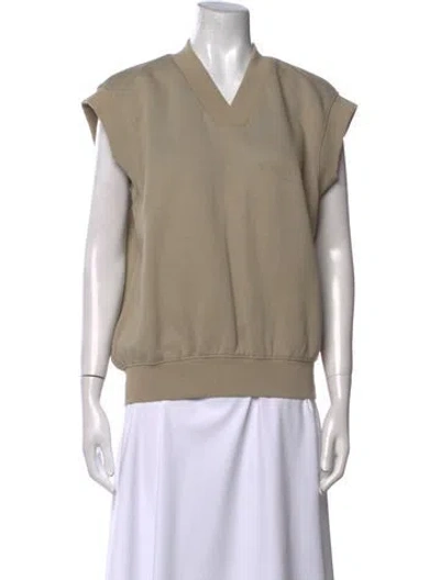 Pre-owned Essentials V-neck Short Sleeve Sweatshirt In Neutral