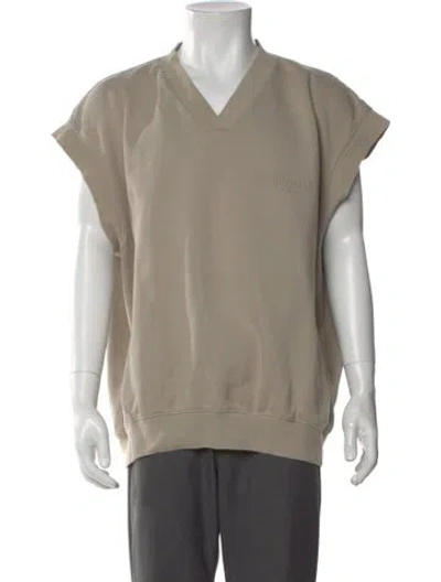 Pre-owned Essentials V-neck Short Sleeve Sweatshirt In Neutral
