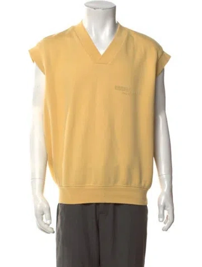 Pre-owned Essentials V-neck Sleeveless Sweater Vest In Yellow