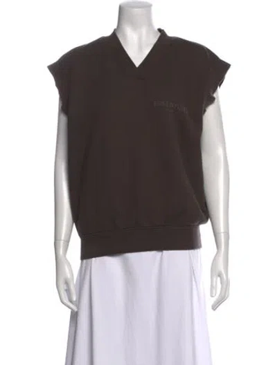 Pre-owned Essentials V-neck Sleeveless Sweatshirt In Green