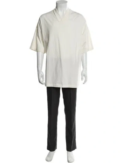 Pre-owned Essentials V-neck Three-quarter Sleeve T-shirt In Neutral