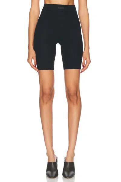 Essentials Waffle Biker Short In Black