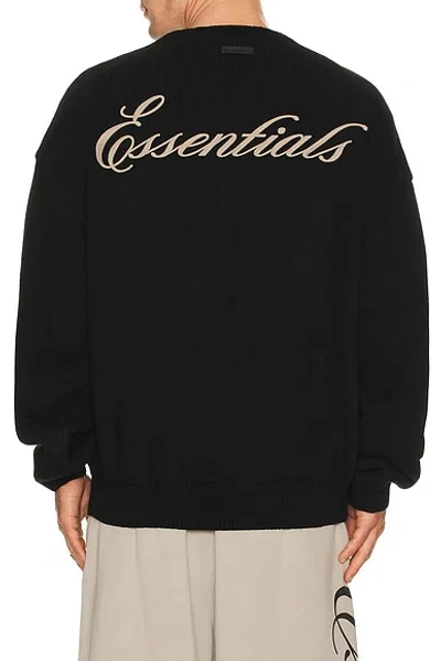 Essentials Waffle Crewneck Sweater In Black