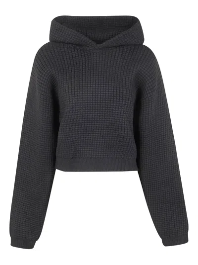 Essentials Waffle Hoodie In Black