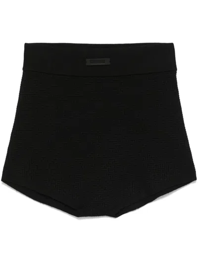 Essentials Waffle-knit Shorts In Black