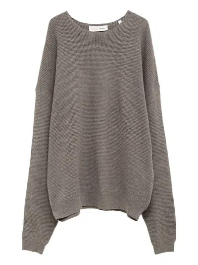 Essentials Waffle-knit Sweater In Brown